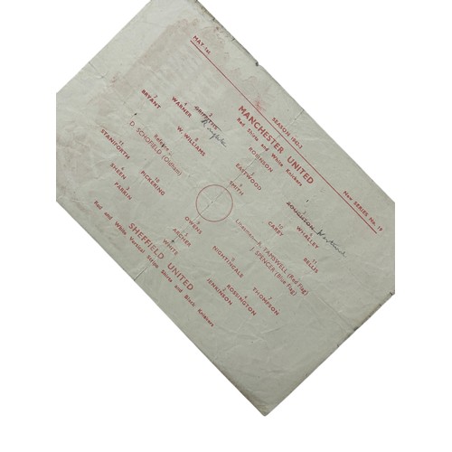 110 - MANCHESTER UNITED VERSUS SHEFFIELD UNITED 1942/43 FOOTBALL PROGRAMME, 01/05/1943, SINGLE SHEET. LINE... 