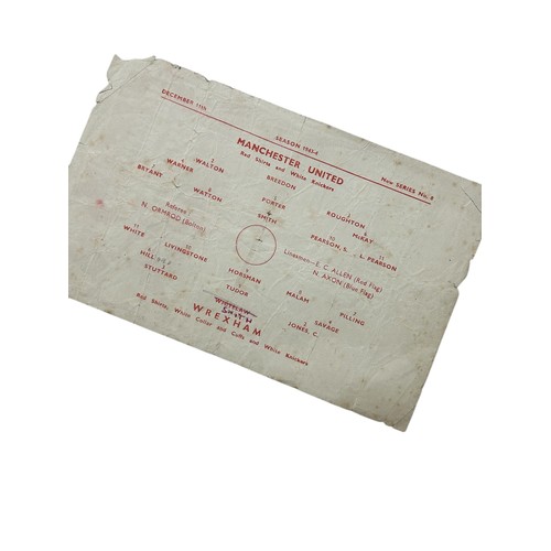 112 - MANCHESTER UNITED VERSUS WREXHAM 1943/44 FOOTBALL PROGRAMME, 11/12/1943, SINGLE SHEET. EDGE WEAR, CR... 