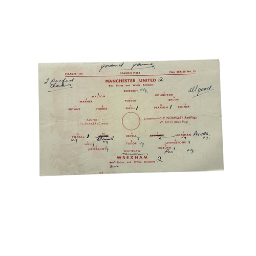116 - MANCHESTER UNITED VERSUS WREXHAM 1943/44 FOOTBALL PROGRAMME, 11/03/1944, SINGLE SHEET. LINE-UP CHANG... 