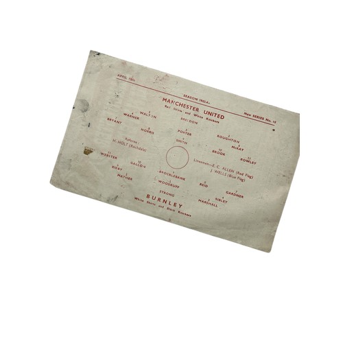 118 - MANCHESTER UNITED VERSUS BURNLEY 1943/44 FOOTBALL PROGRAMME, 15/04/1944, SINGLE SHEET. CREASING NOTE... 
