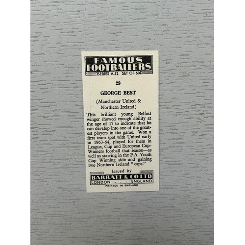 799 - 1964 GEORGE BEST BARRATT & CO FAMOUS FOOTBALLERS TRADE CARD, ROOKIE, MANCHESTER UNITED, #29, CORNER/... 