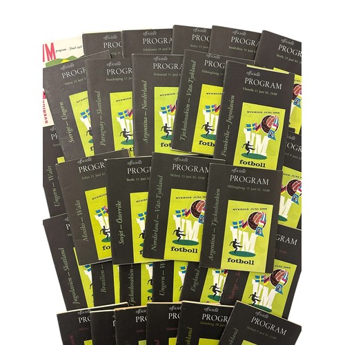 30 - FULL SET OF 1958 SWEDEN WORLD CUP FOOTBALL PROGRAMMES, 35 PROGRAMMES, INCLUDES FINAL BRAZIL VERSUS S... 