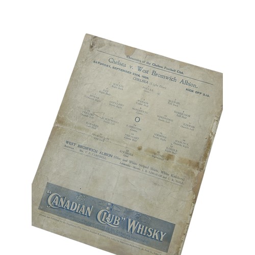 339 - CHELSEA VERSUS WEST BROMWICH ALBION 1905/06 FOOTBALL PROGRAMME, 23/9/1905, CHELSEA'S FIRST SEASON. C... 