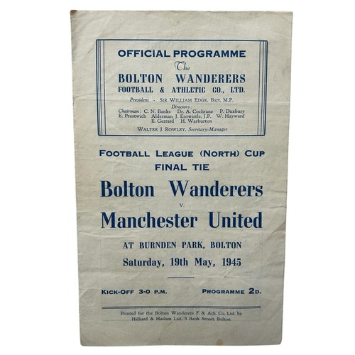 11 - MANCHESTER UNITED AWAY VERSUS BOLTON WANDERERS 1944/45 FOOTBALL PROGRAMME, 19/05/1945, 4-PAGE ISSUE.... 