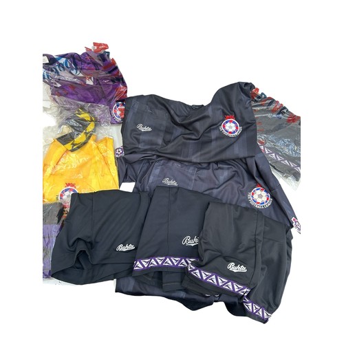 140 - COLLECTION OF 1980/90s FOOTBALL LEAGUE REFEREE WORN KIT, X4 SHIRTS (INC X2 DEADSTOCK), X4 SHORTS,, X... 