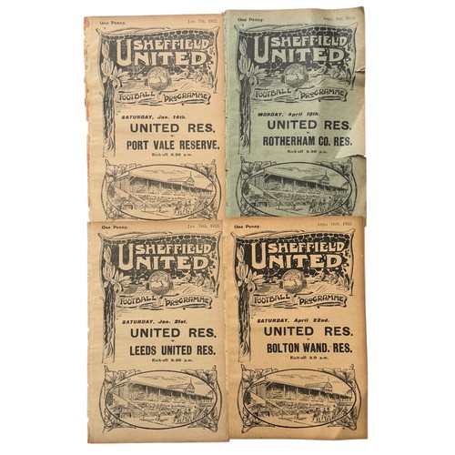 48 - X4 SHEFFIELD UNITED 1921/22 RESERVES FOOTBALL PROGRAMMES, GRIMSBY ROVERS (FIRST TEAM)/ PORT VALE/ OL... 