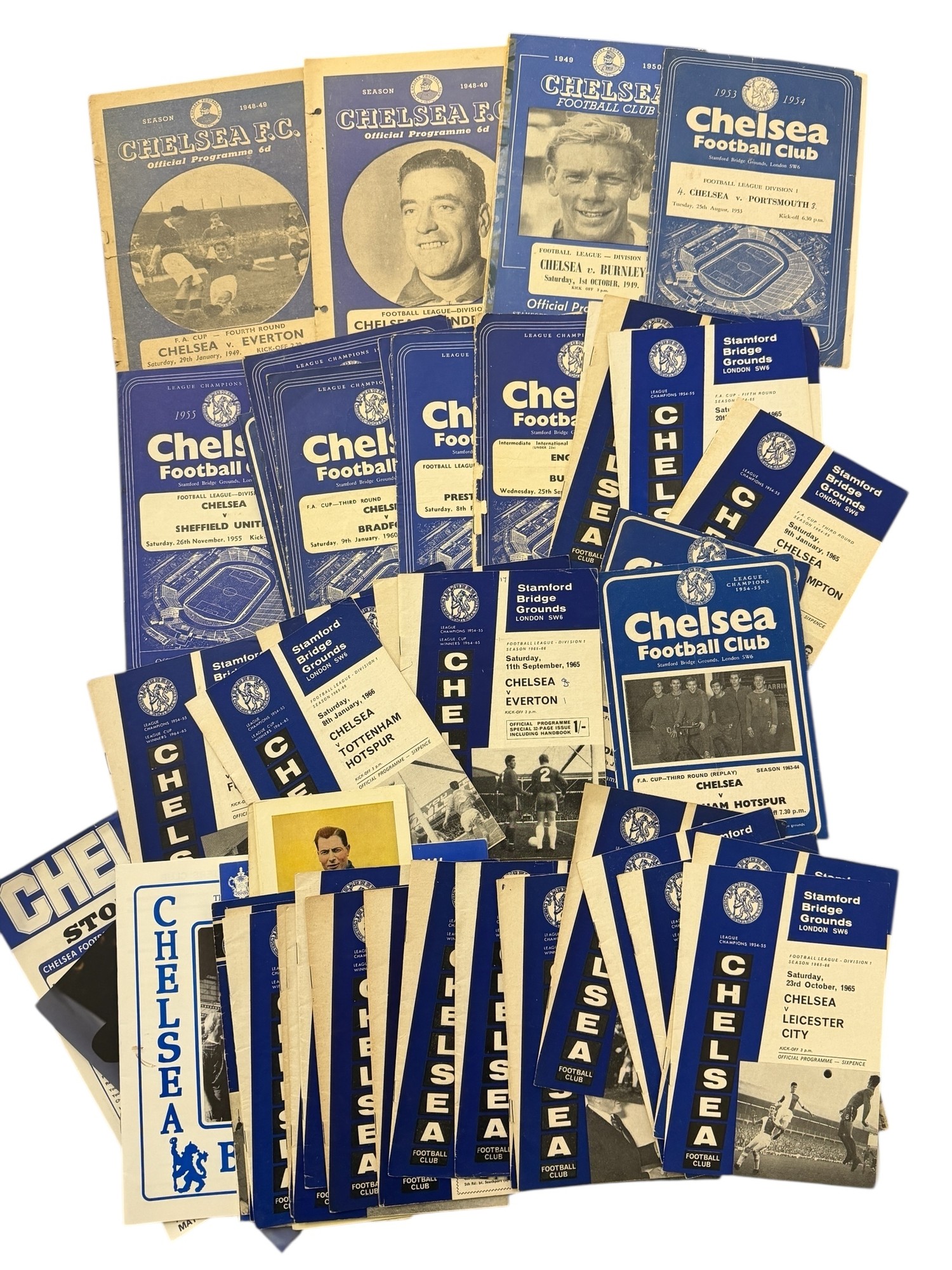 COLLECTION OF CHELSEA FOOTBALL PROGAMMES, 40+, 1949 ONWARDS. FAIR ...