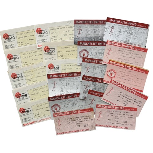 62 - COLLECTION OF MANCHESTER UNITED 1980s FOOTBALL TICKET STUBS, 21 EXAMPLES.