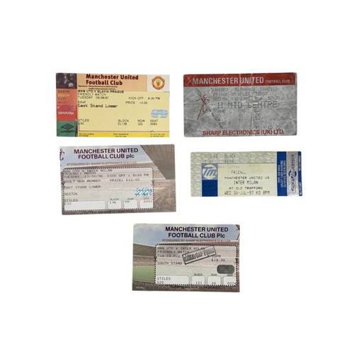 64 - X5 MANCHESTER UNITED FRIENDLIES FOOTBALL TICKET STUBS, SLAVIA PRAGUE 5/8/1997, FLAMENGO 6/8/1986, IN... 