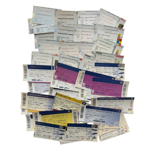 71 - COLLECTION OF MANCHESTER UNITED AWAY VERSUS CHELSEA FOOTBALL TICKET STUBS, 55 EXAMPLES, DUPLICATION ... 