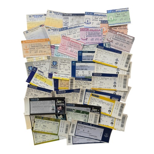 73 - COLLECTION OF MANCHESTER UNITED AWAY VERSUS EVERTON FOOTBALL TICKET STUBS, 53 EXAMPLES, 1990s ONW, D... 