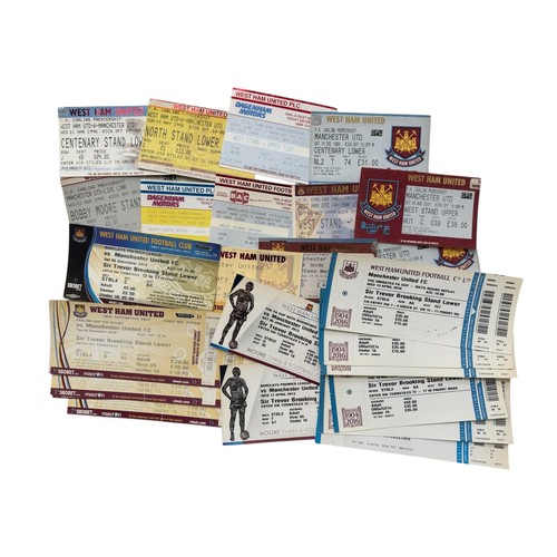 79 - COLLECTION OF MANCHESTER UNITED AWAY VERSUS WEST HAM UNITED FOOTBALL TICKET STUBS, 26 EXAMPLES, DUPL... 