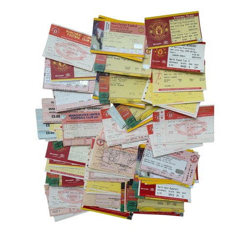 91 - COLLECTION OF MANCHESTER UNITED 1990s FOOTBALL TICKET STUBS, 104 EXAMPLES, HOMES, DUPLICATES NOTED.