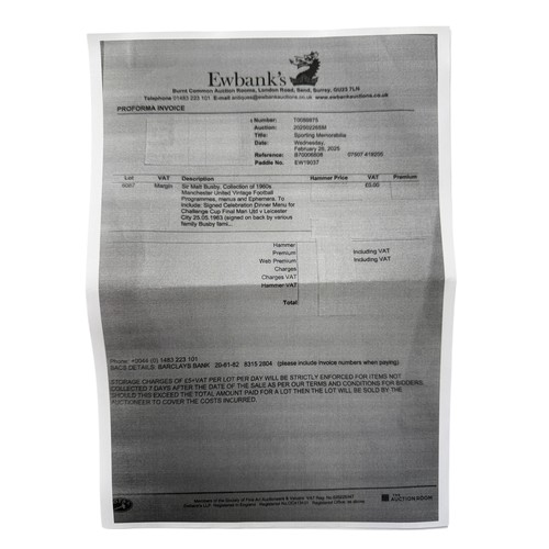 97 - 1963 MANCHESTER UNITED FA CUP FINAL CELEBRATION DINNER & DANCE MENU, MANCHESTER UNITED BEAT LEICESTE... 