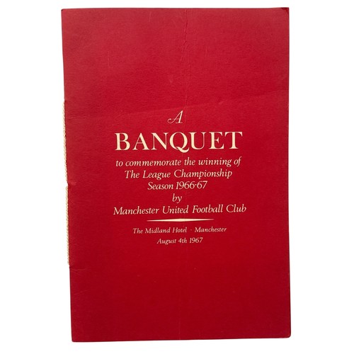 98 - 1966/67 MANCHESTER UNITED LEAGUE CHAMPIONS BANQUET DINNER & DANCE MENU, SUPERB ITEM, MIDLAND HOTEL, ... 