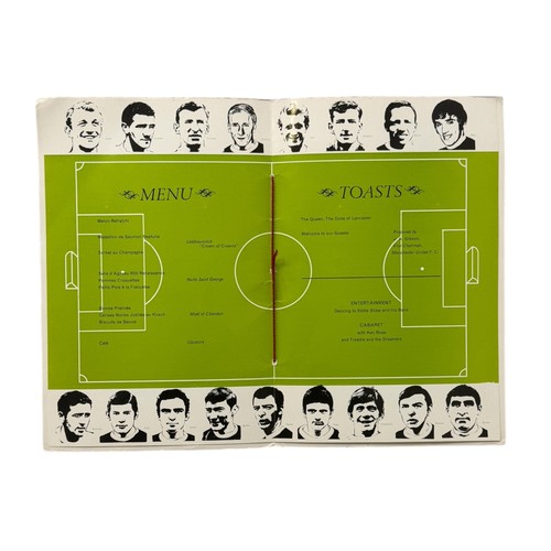 100 - 1968 MANCHESTER UNITED EUROPEAN CUP FINAL WINNERS BANQUET MENU, MIDLAND HOTEL, MANCHESTER, DATED 27t... 