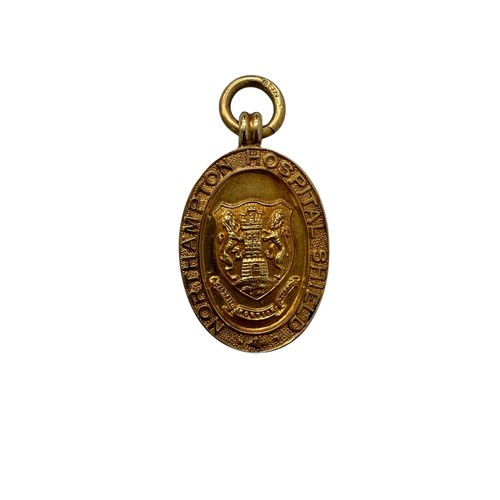 105 - 1929-30 NORTHAMPTON HOSPITAL SHIELD ARSENAL GOLD WINNERS MEDAL, INSCRIBED 'ARSENAL WINNERS 1929-30 J... 
