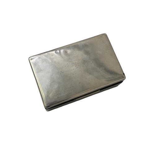 106 - 1954 ARSENAL VERSUS SPARTAK MOSCOW SILVER CIGARETTE BOX, 9th NOVEMBER 1954, INSCRIBED 'FROM THE DIRE... 