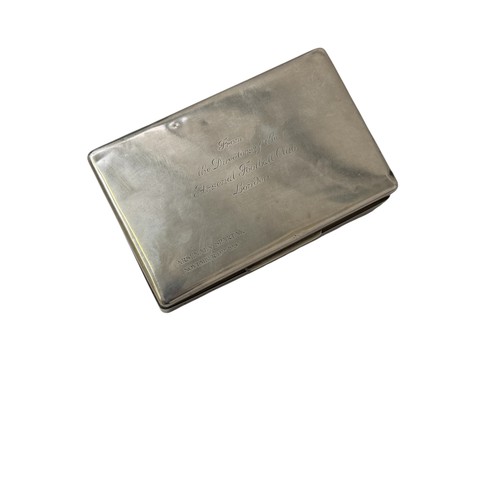 106 - 1954 ARSENAL VERSUS SPARTAK MOSCOW SILVER CIGARETTE BOX, 9th NOVEMBER 1954, INSCRIBED 'FROM THE DIRE... 