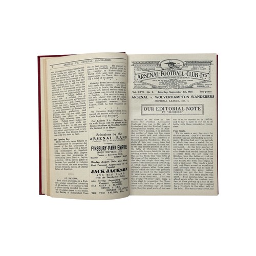 108 - ARSENAL 1937/38 CLUB BOUND VOLUME, COVERING ALL 1st TEAM FIXTURES/ COMBINATION/ NEUTRALS, LACKING CO... 