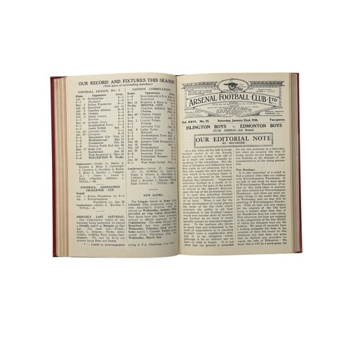 108 - ARSENAL 1937/38 CLUB BOUND VOLUME, COVERING ALL 1st TEAM FIXTURES/ COMBINATION/ NEUTRALS, LACKING CO... 