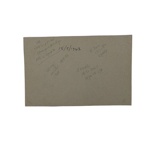 111 - 1943 FA WAR CUP FINAL MOUNTED PHOTOCARD, SIGNED BY ARSENAL'S BERNARD JOY & GEORGE MARK/ JACK DODDS O... 