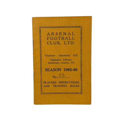 112 - ARSENAL 1965/66 PLAYERS INSTRUCTIONS & TRAINING RULES BOOKLET, 20 PAGE BOOKLET, PREVIOUSLY THE PROPE... 