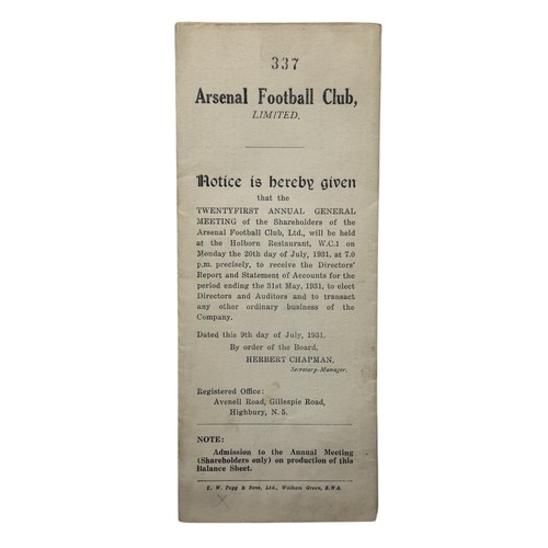 113 - 1931 ARSENAL FOOTBALL CLUB LIMITED REPORT OF DIRECTORS AND STATEMENT OF ACCOUNTS, YEAR ENDED 31 MAY ... 