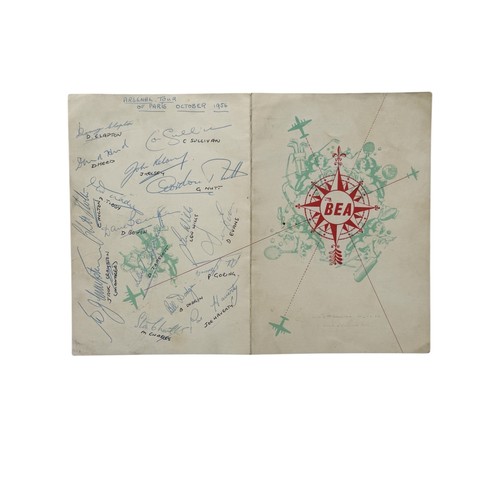 115 - 1956 ARSENAL SIGNED FLIGHT MENU, 'ARSENAL FOOTBALL CLUB WITH VERY BEST WISHES FROM BRITISH EUROPEAN ... 