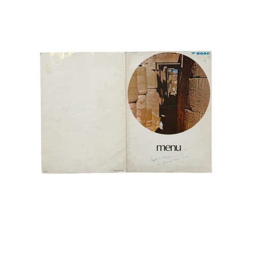 117 - 1968 ARSENAL SIGNED FLIGHT MENU, BOAC MENU LONDON-SINGAPORE EN-ROUTE TO JAPAN FOR ARSENAL'S SUMMER T... 