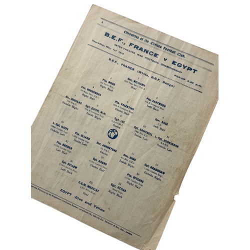 132 - 1919 BEF FRANCE VERSUS EGYPT FOOTBALL PROGRAMME, PLAYED AT CHELSEA/ STAMFORD BRIDGE, 1/5/1919, INTER... 