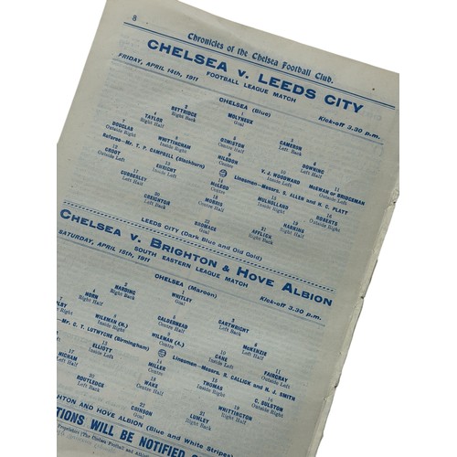 136 - CHELSEA VERSUS LEEDS CITY 1910/11 FOOTBALL PROGRAMME, 14/4/1911, ALSO COVERS SOUTHERN LEAGUE FIXTURE... 