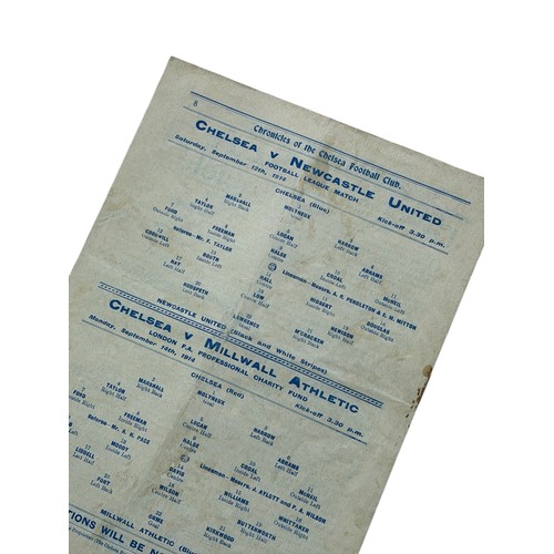 139 - CHELSEA VERSUS NEWCASTLE UNITED & MILLWALL ATHLETIC 1914/15 DOUBLE-ISSUE FOOTBALL PROGRAMME, NEWCAST... 