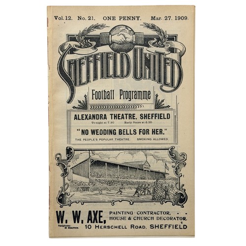 293 - 1909 FA CUP SEMI-FINAL FOOTBALL PROGRAMME, MANCHESTER UNITED VERSUS NEWCASTLE UNITED, 27/3/1909, FIX... 