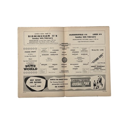 291 - POSTPONED MANCHESTER UNITED VERSUS WOLVES 1957/58 FOOTBALL PROGRAMME, 8/2/1958, EXTREMELY SCARCE FIX... 