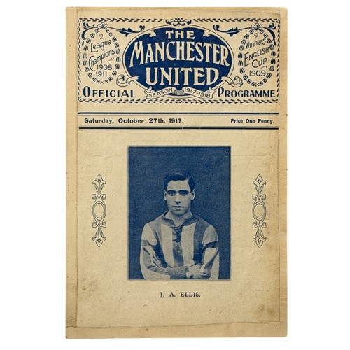 MANCHESTER UNITED VERSUS PORT VALE 1917/18 FOOTBALL PROGRAMME, 27/10/1917, SCARCE WW1 ISSUE. CHANGES NOTED.