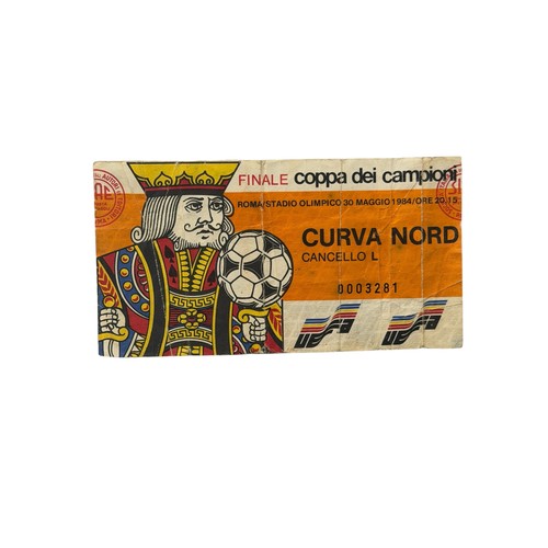 1 - 1984 EUROPEAN CUP FINAL FOOTBALL TICKET STUB, LIVERPOOL VERSUS ROMA, 30/5/1984.  CREASING.