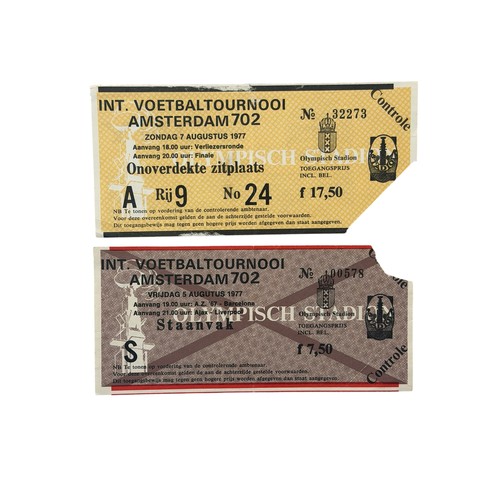 8 - 1977 AMSTERDAM VOETBALTOURNOOI FOOTBALL TICKET STUBS, LIVERPOOL VERSUS AJAX 5/8/1977, LIVERPOOL VERS... 