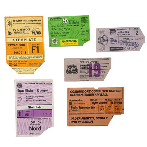 11 - COLLECTION OF LIVERPOOL AWAY IN GERMANY FOOTBALL TICKET STUBS, 6 IN TOTAL, MONCHENGLADBACH 79/80, BA... 