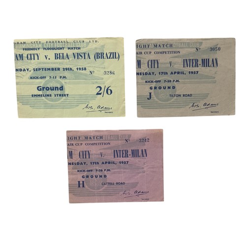 20 - X3 BIRMINGHAM CITY EUROPEAN/ FRIENDLIES FOOTBALL TICKET STUBS, BELA VISTA 29/9/1958, 2 VARIANTS FOR ... 