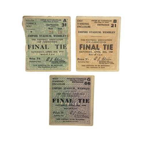 30 - COLLECTION OF FA CUP FINAL FOOTBALL TICKET STUBS, 1947 CHARLTON ATHLETIC VERSUS BURNLEY, 1949 WOLVES... 