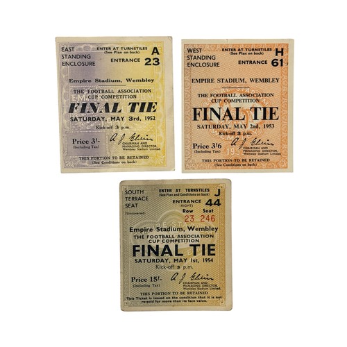 32 - COLLECTION OF FA CUP FINAL FOOTBALL TICKET STUBS, 1952 NEWCASTLE VERSUS ARSENAL, 1953 BLACKPOOL VERS... 