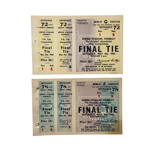 41 - 1963 FA CUP FINAL UNUSED FOOTBALL TICKETS, MANCHESTER UNITED VERSUS LEICESTER CITY, 4/5/1963, 2 UNUS... 