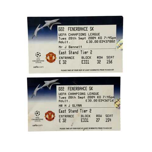 42 - WAYNE ROONEY MANCHESTER UNITED FIRST GOAL & DEBUT FOOTBALL TICKET STUBS, CHAMPIONS LEAGUE FIXTURE VE... 