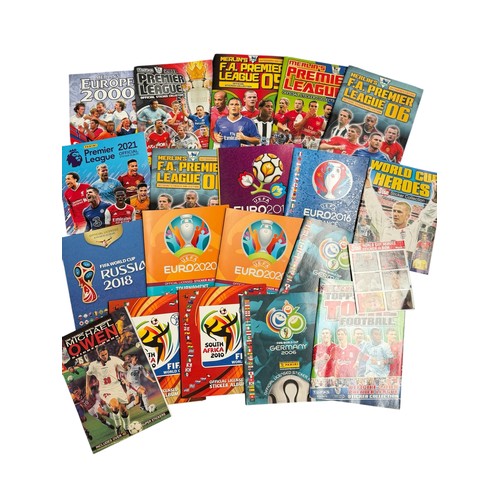 COLLECTION OF FOOTBALL STICKER ALBUMS, 19 TOTAL, WORLD CUP/ PREMIER ...