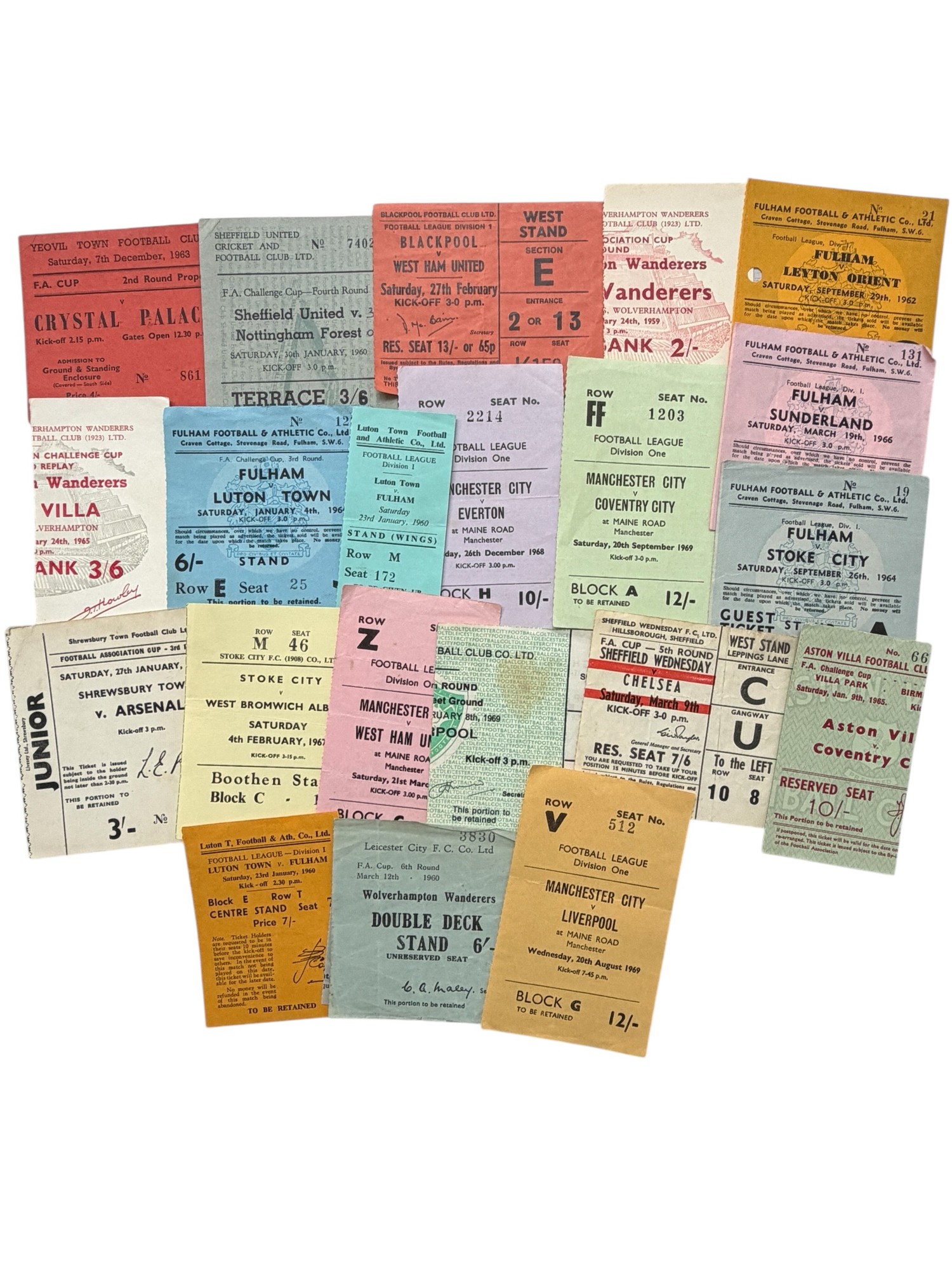COLLECTION OF 1950/60s FOOTBALL TICKET STUBS, 22 EXAMPLES, YEOVIL V ...