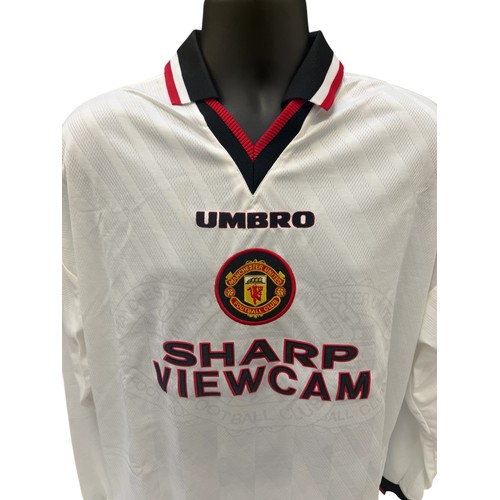 56 - MATCHWORN DAVID BECKHAM MANCHESTER UNITED 1996/97 LONG SLEEVE AWAY FOOTBALL SHIRT, EXTREMELY SCARCE ... 