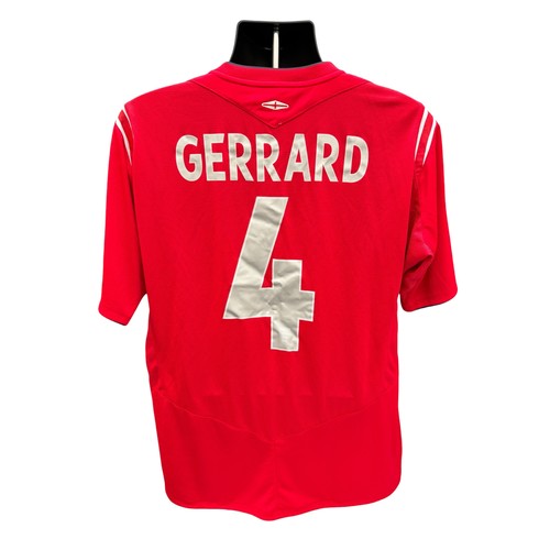 59 - STEVEN GERRARD 2005 ENGLAND V HOLLAND MATCH ISSUED FOOTBALL SHIRT, SHORT SLEEVED RED AWAY SHIRT, NO ... 