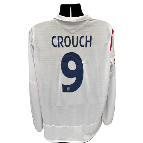 60 - PETER CROUCH 2006 ENGLAND V ANDORRA MATCH ISSUED FOOTBALL SHIRT, LONG SLEEVED WHITE HOME SHIRT, EURO... 