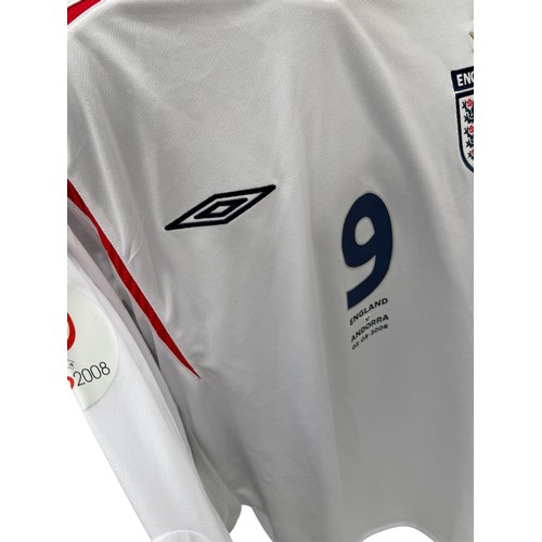 60 - PETER CROUCH 2006 ENGLAND V ANDORRA MATCH ISSUED FOOTBALL SHIRT, LONG SLEEVED WHITE HOME SHIRT, EURO... 